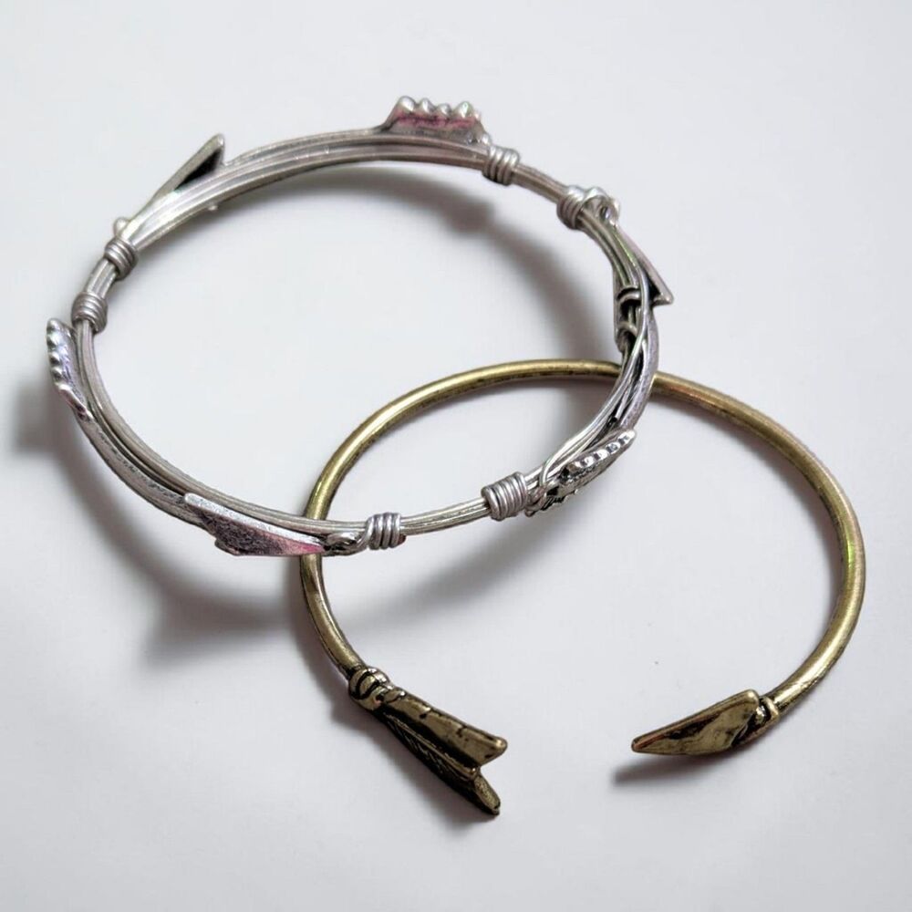 Arrow Bangle Bracelet Set Gold Silver Tone Cuff Stack Boho Western Minimalist
